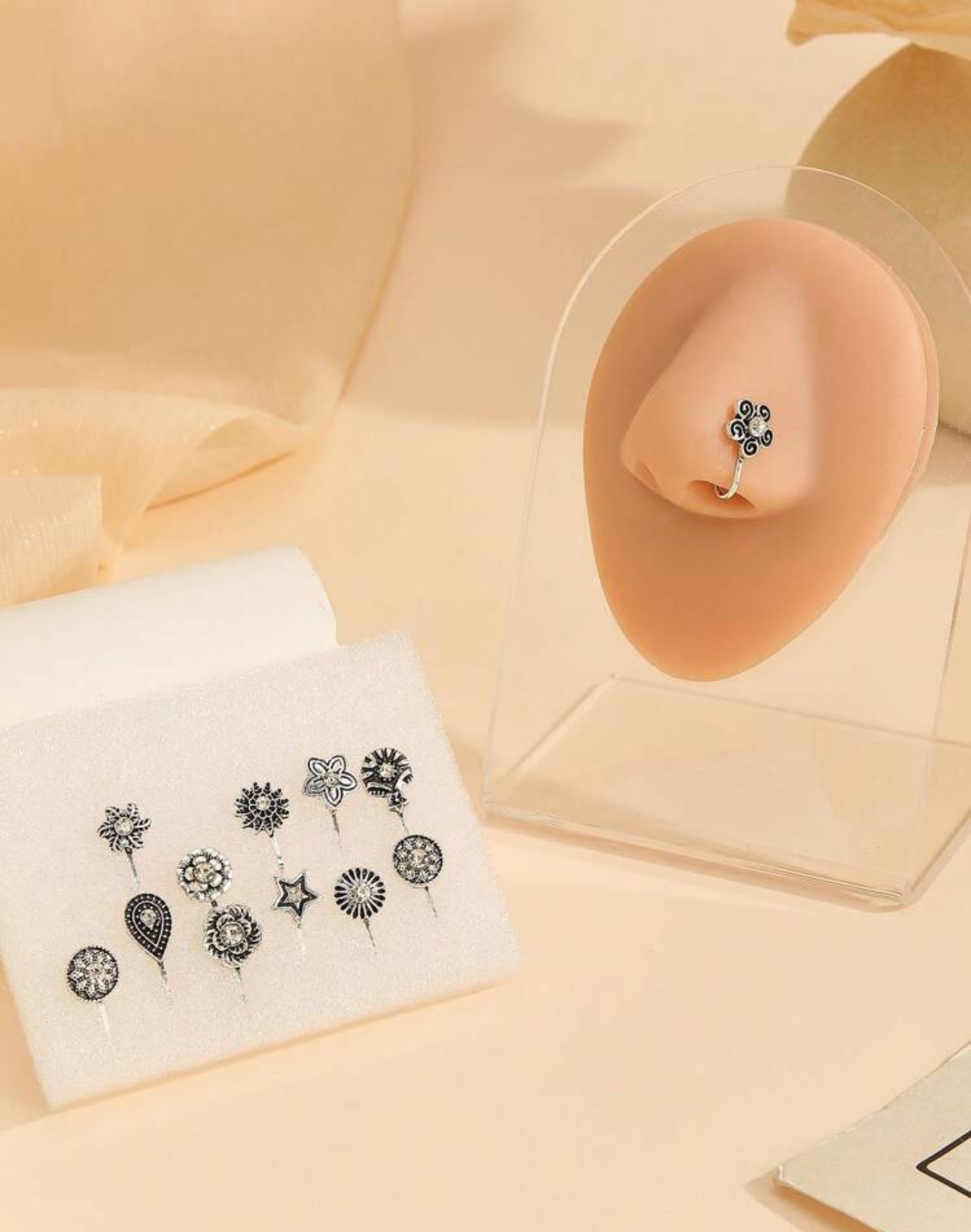 Metal Nose Pins (Silver) Single Piece - Image 2