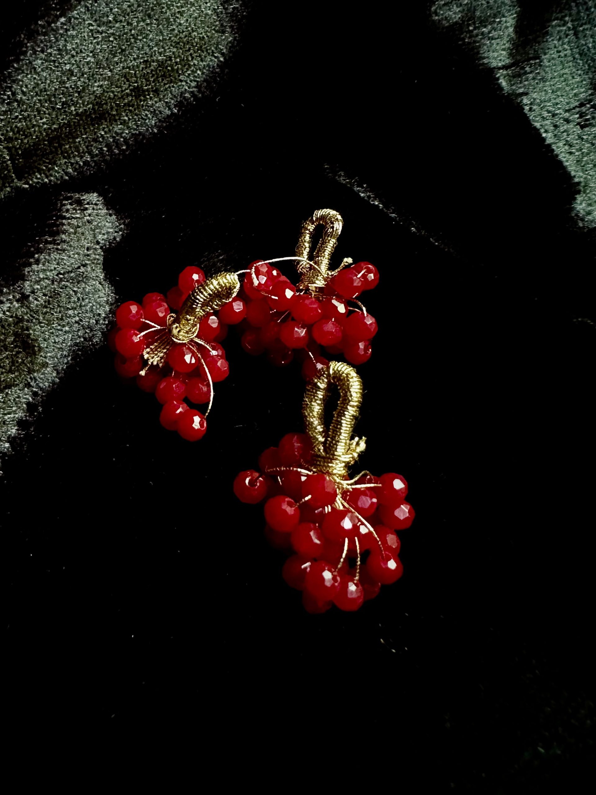 Red Ruby Beaded Tassel Buttons - Image 4