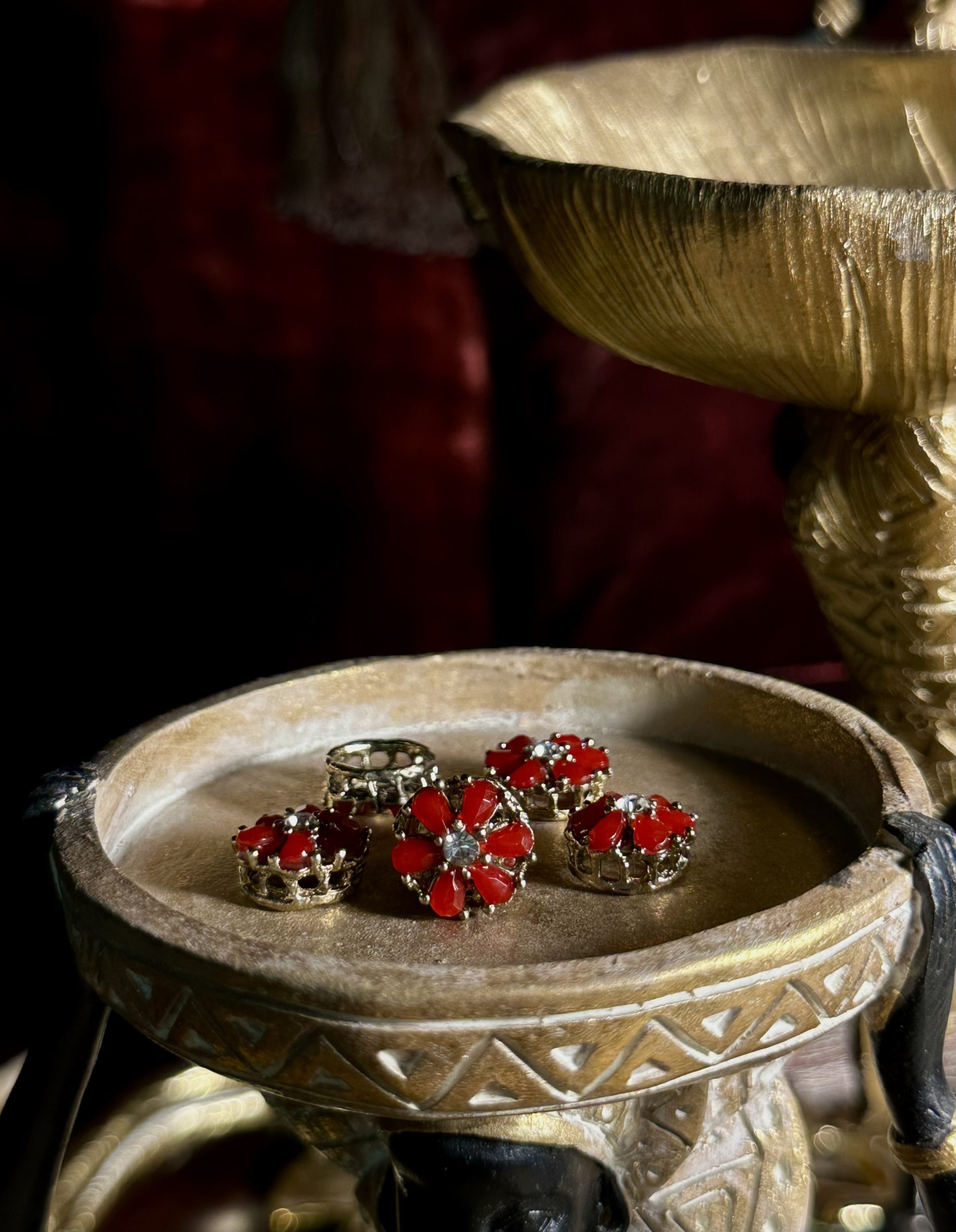 Ruby Flower Metal Buttons - Image 3