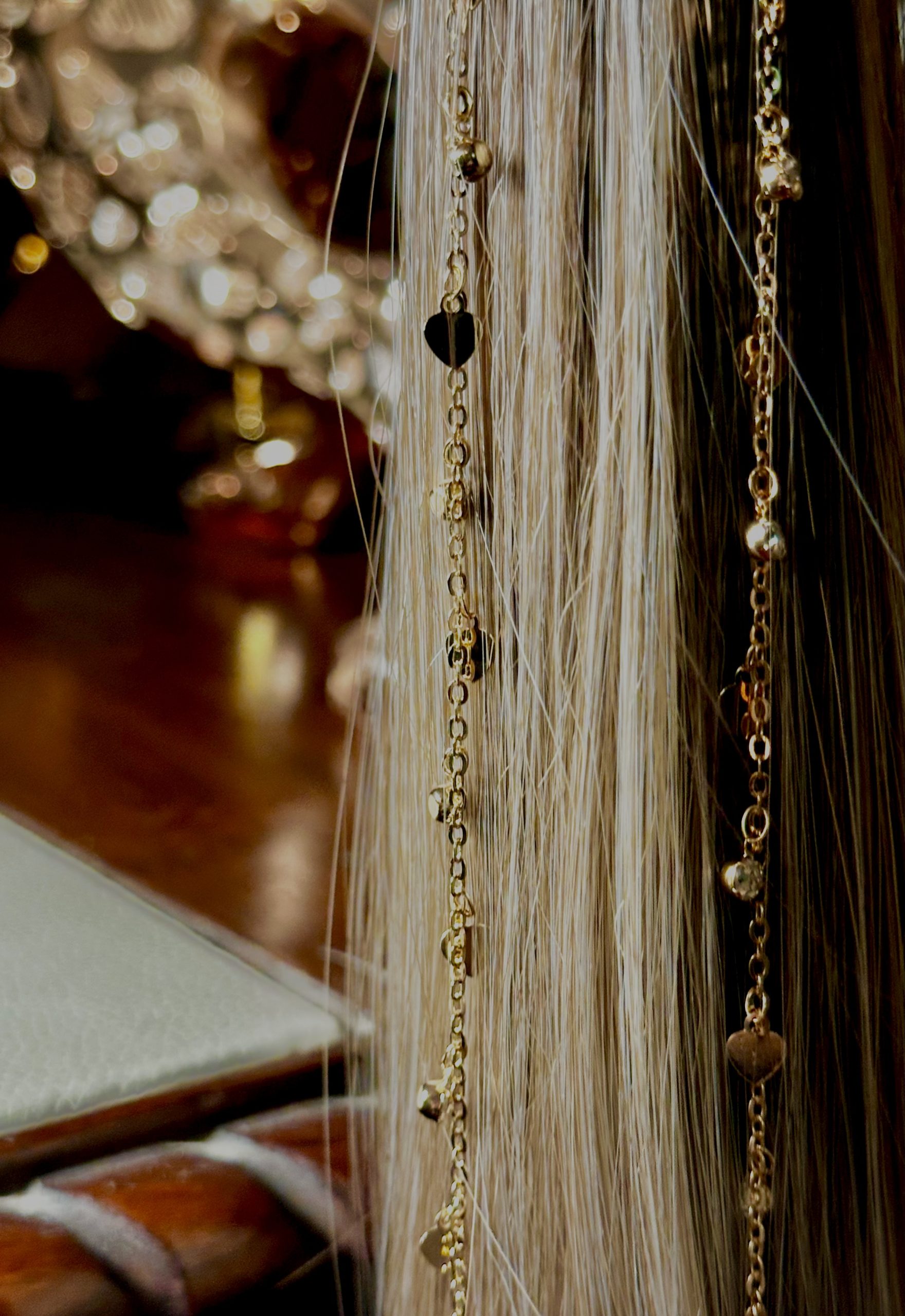 Rhinestone & Heart Hair Strings Pair - Image 3