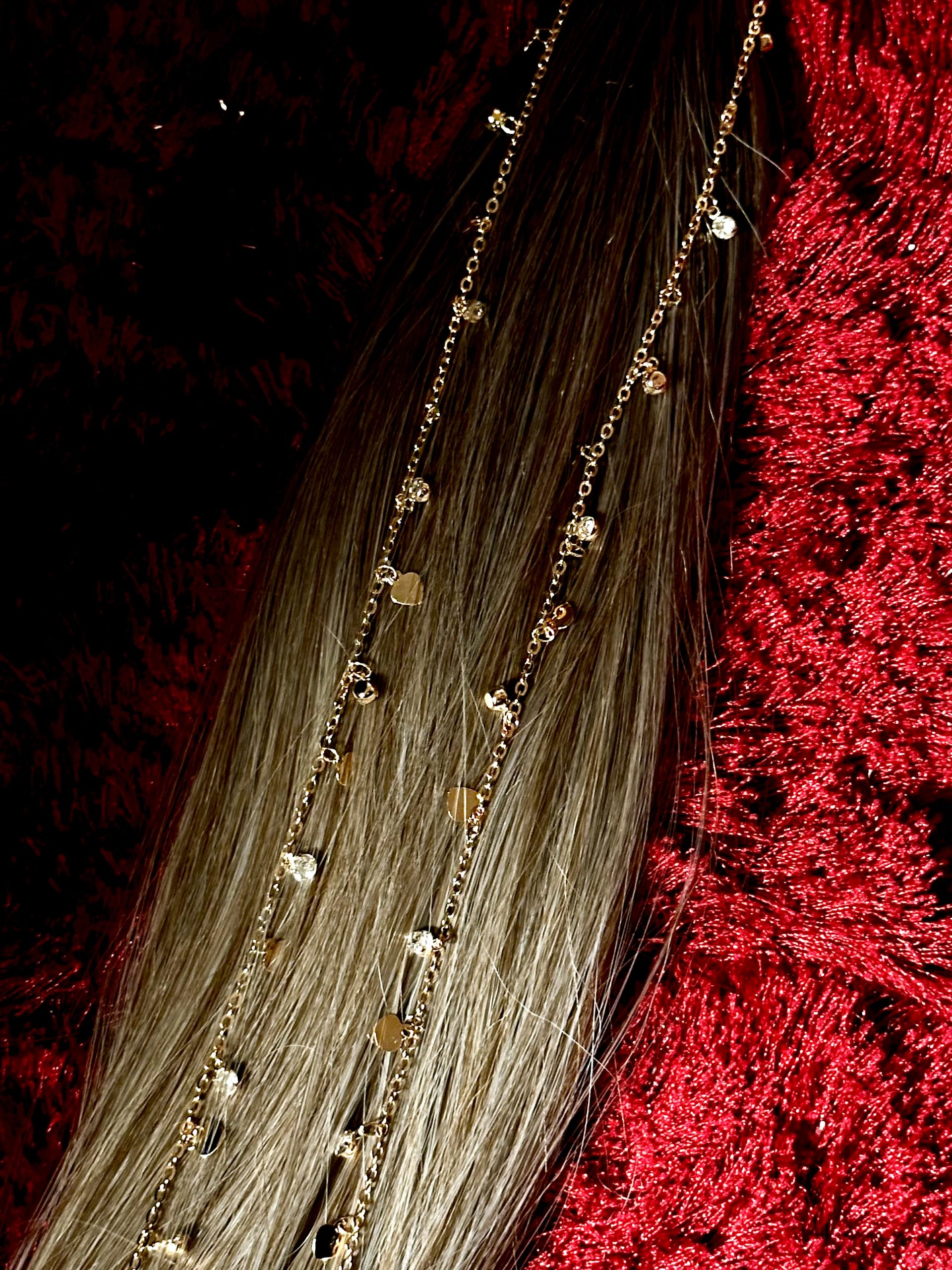 Rhinestone & Heart Hair Strings Pair - Image 4