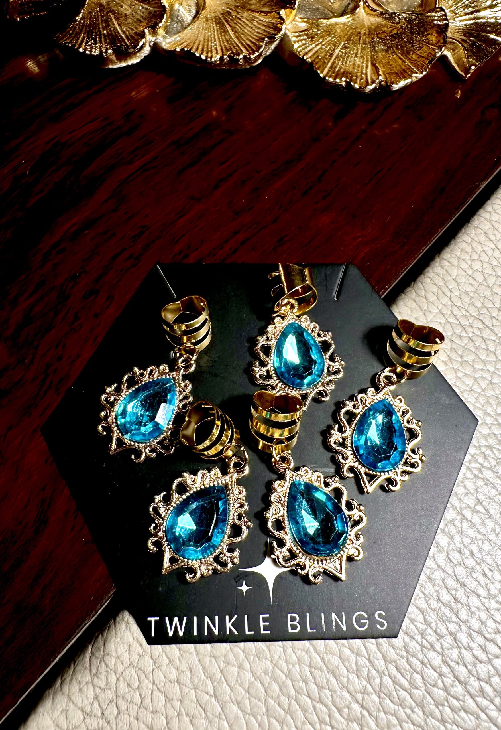 Rhinestone Teardrop Turquoise Hair Accessory Set - Image 3