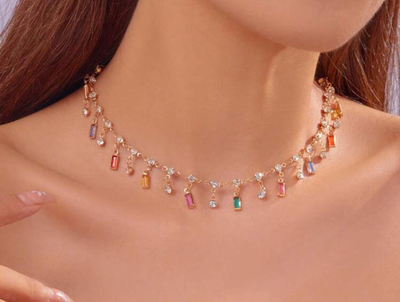 Multi Colored Crystal Necklace - Image 3