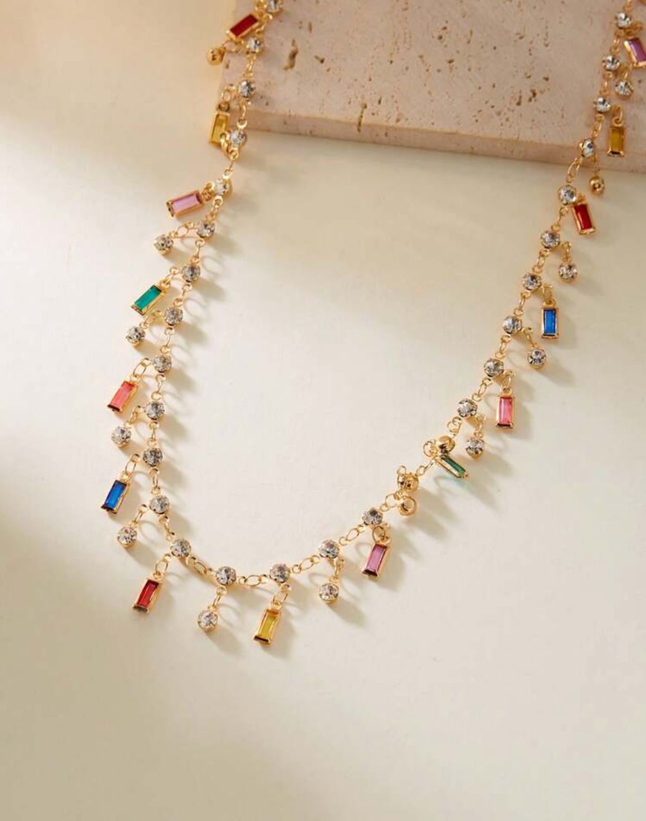 Multi Colored Crystal Necklace - Image 2