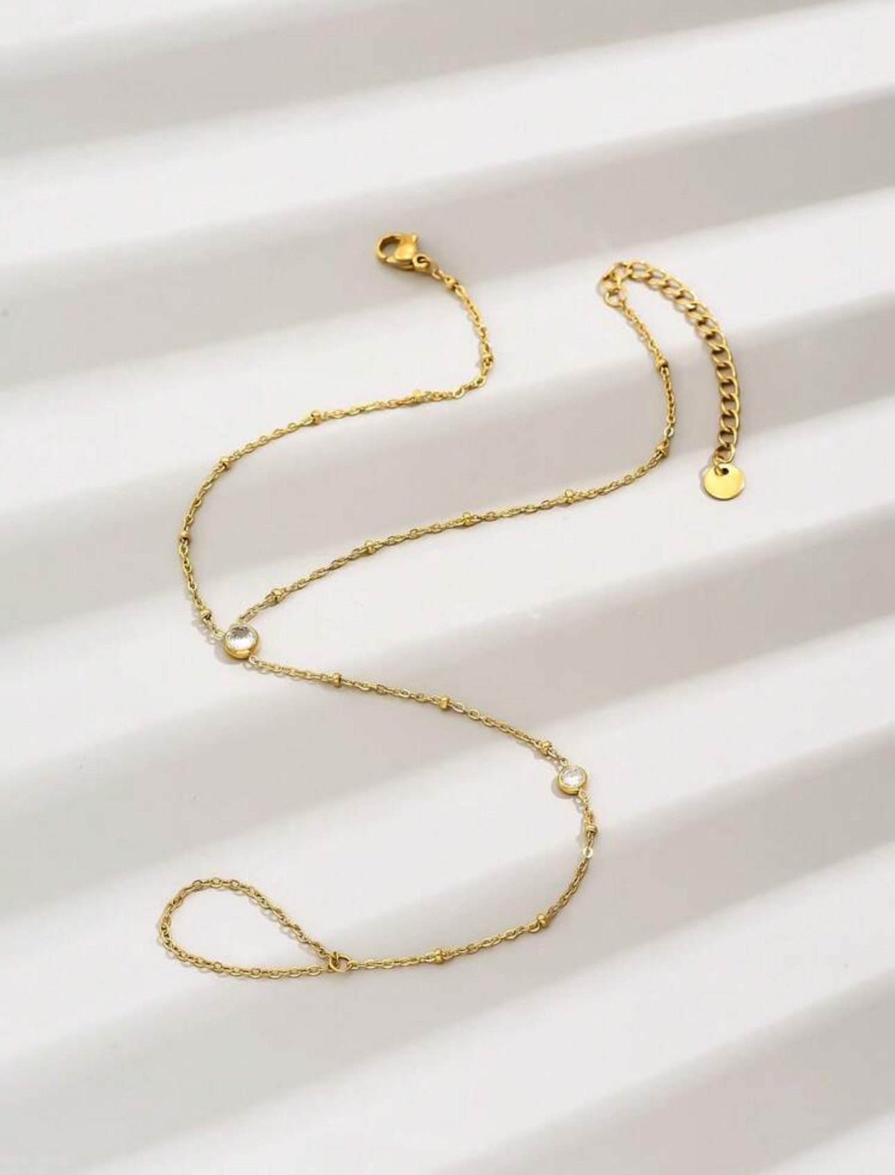 Rhinestone Joint Finger Chain Anklet - Image 2