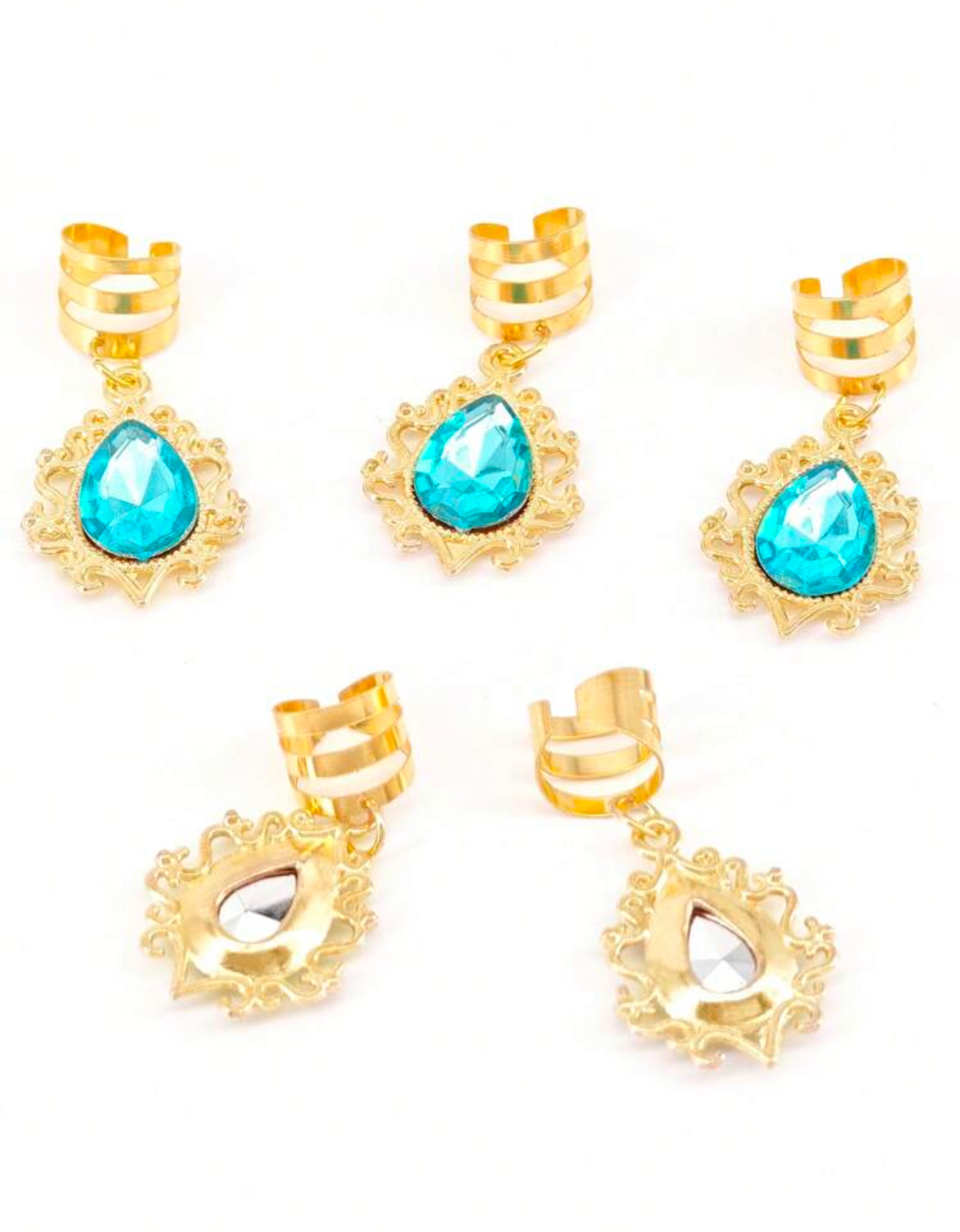 Rhinestone Teardrop Turquoise Hair Accessory Set - Image 4