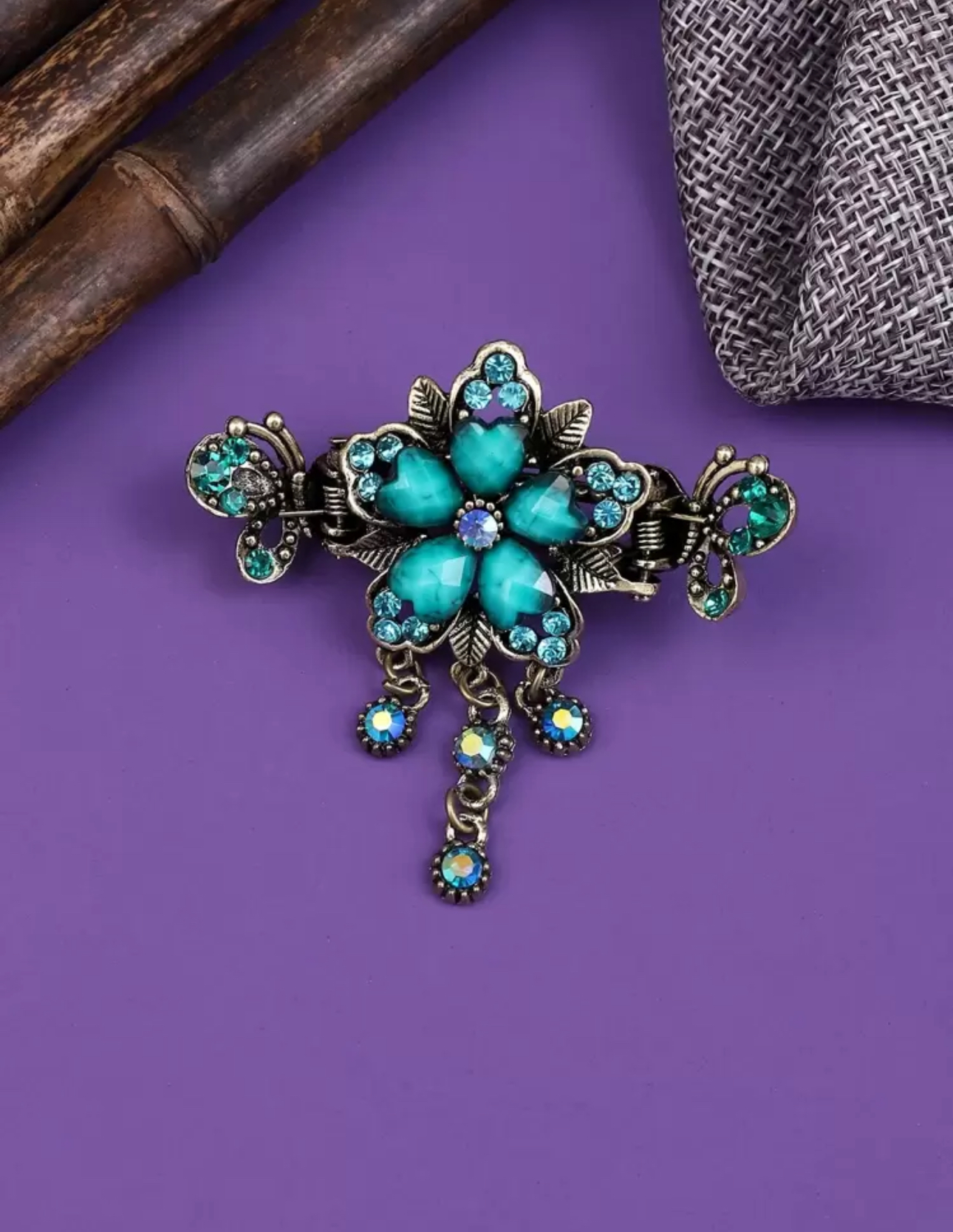 Rhinestone Detail Feroza Hair Clip - Image 2
