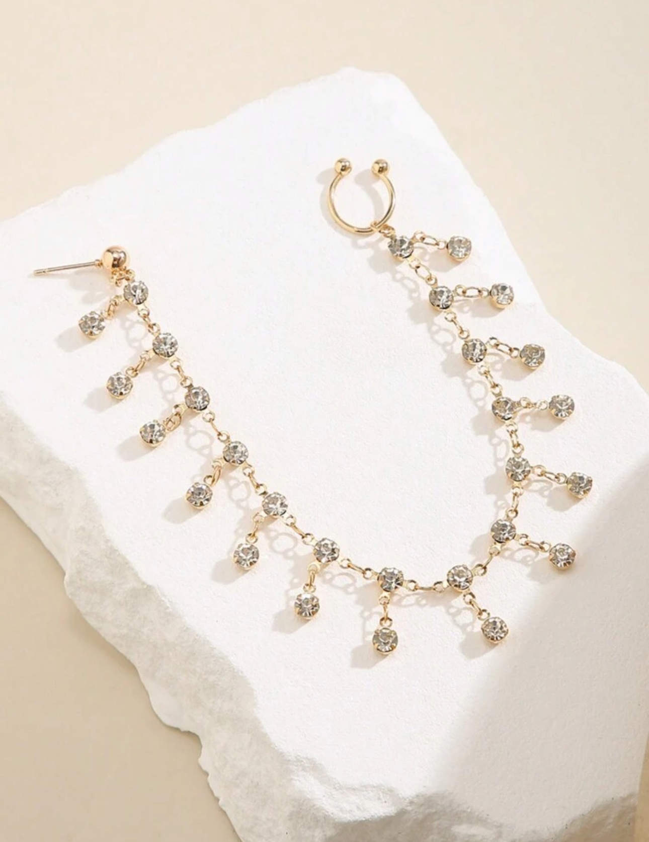 Rhinestone Tassel Chain Nosepin (Gold) - Image 2