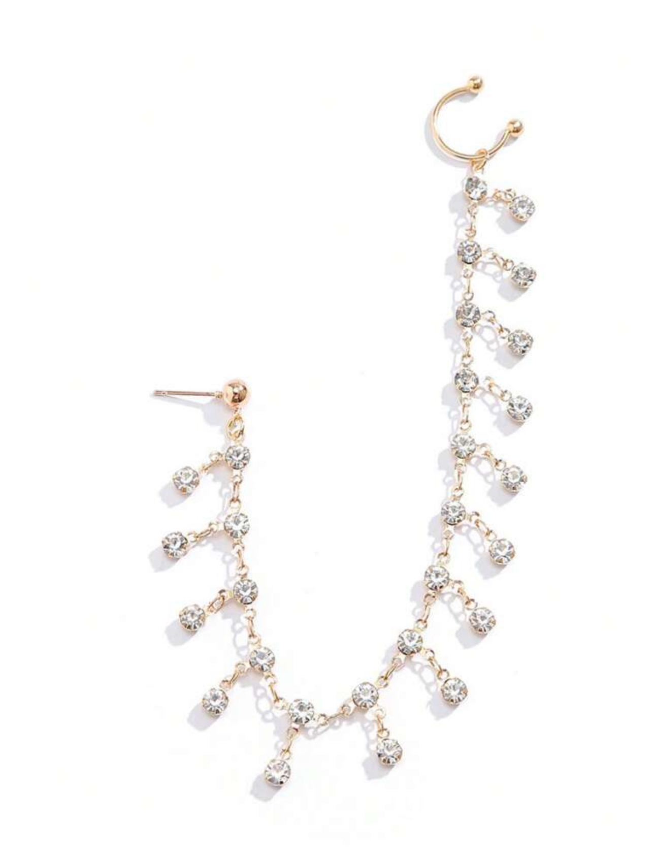 Rhinestone Tassel Chain Nosepin (Gold) - Image 3