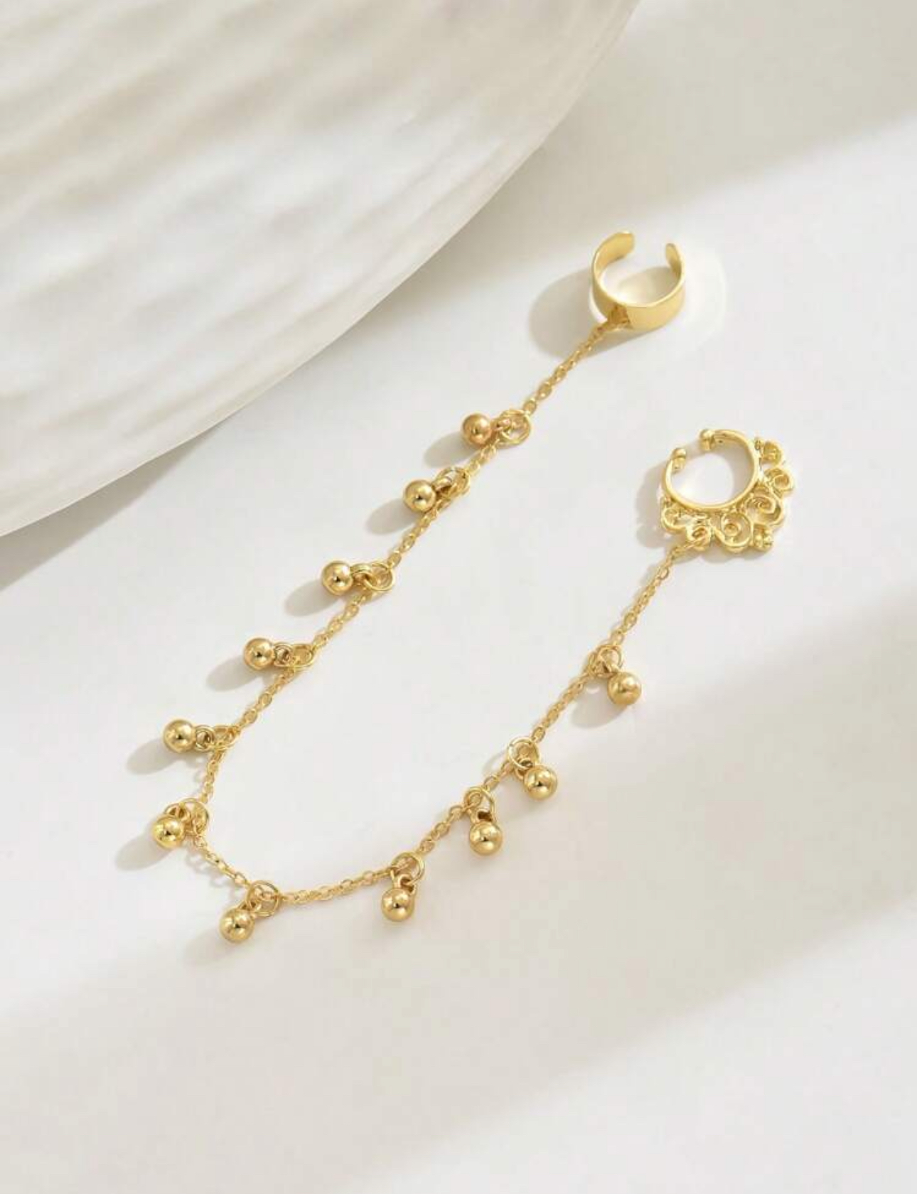 Golden Tassel Pendant Nose Chain - Image 2