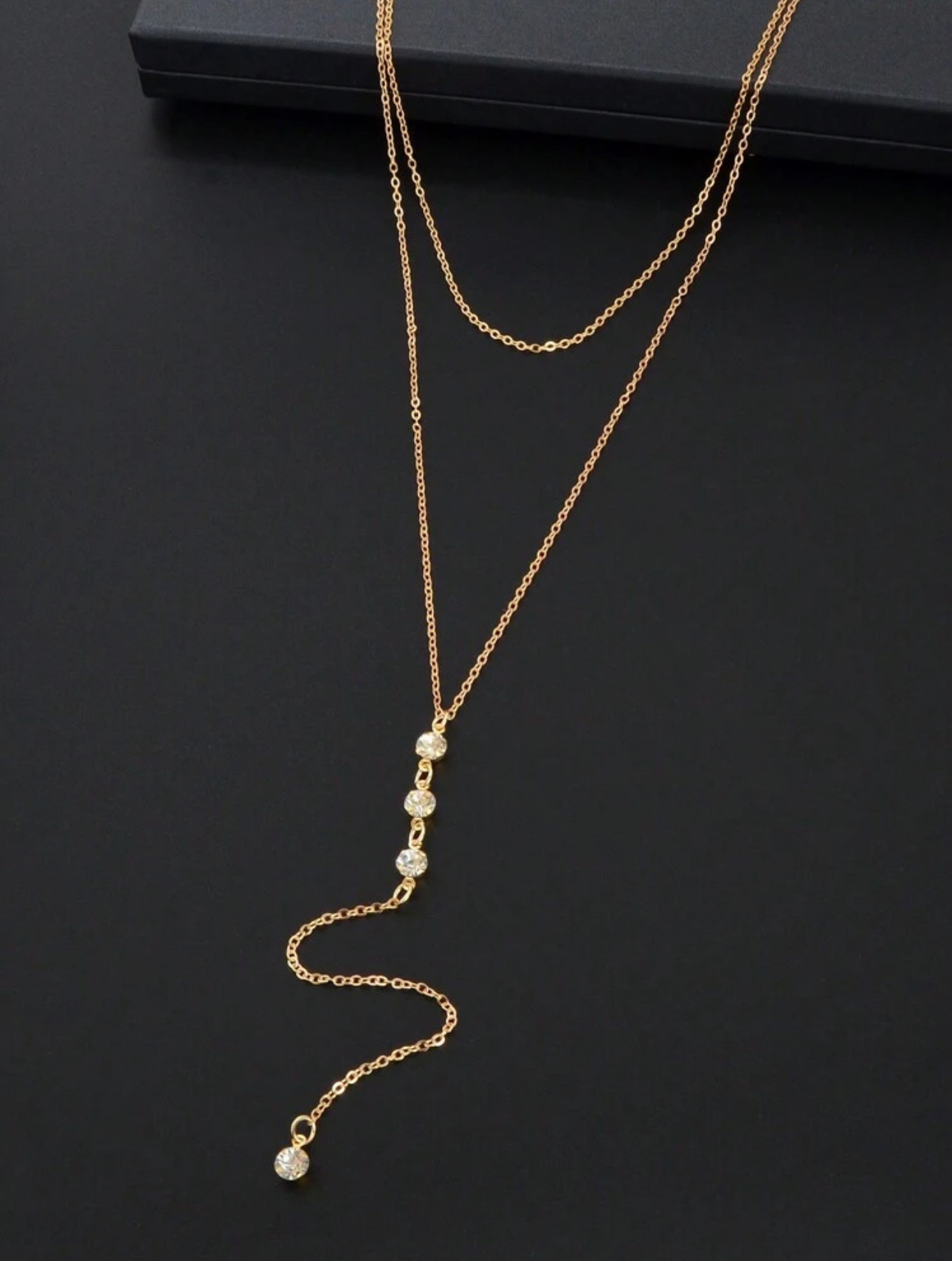 Rhinestone Decor Lariat Necklace - Image 2
