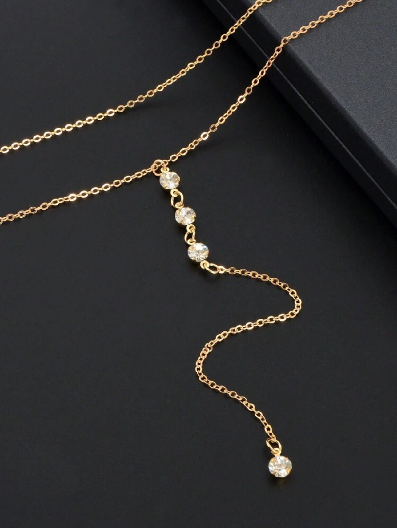 Rhinestone Decor Lariat Necklace - Image 3
