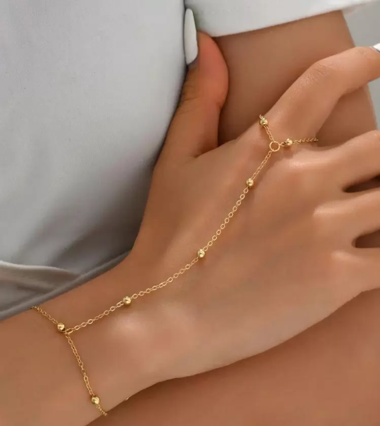 Minimal Metal Beads Mitten Bracelet - Image 2