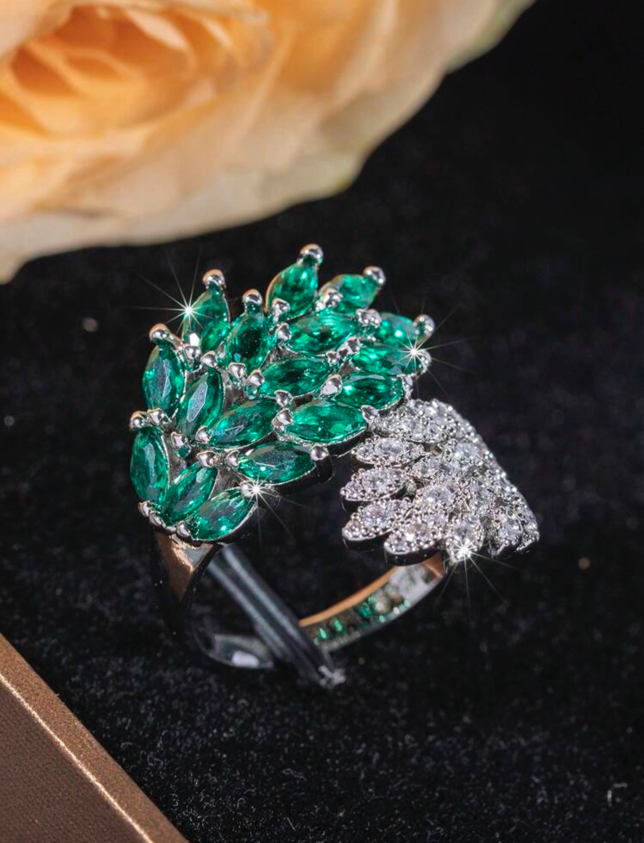 Emerald Green and Zirconia Luxe Ring - Image 2