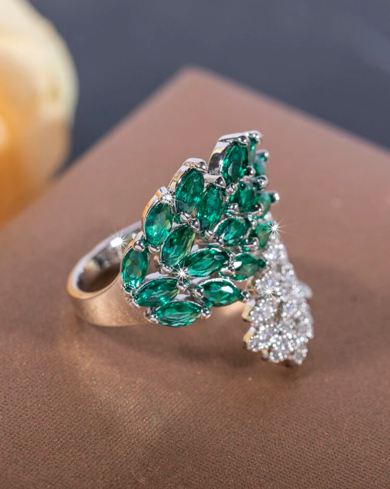 Emerald Green and Zirconia Luxe Ring - Image 3