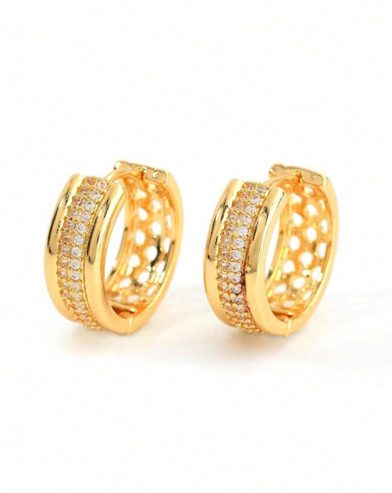 Crystal Hoop Earrings Gold - Image 2
